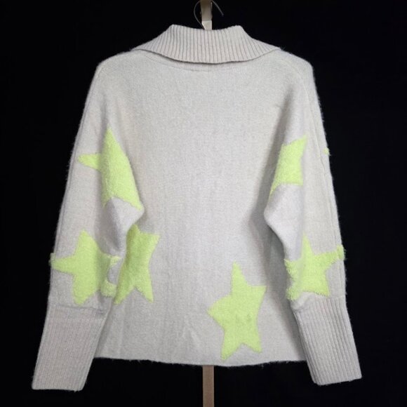J. Marie Wool Blend Star Print Collared Sweater L - Picture 6 of 9